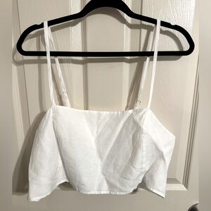 Victoria Secret Swim Linen Open-Back Crop, White, Size XL, NWT